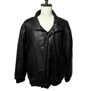 Vintage Members Only Leather Jacket Mens 3X Black Sherpa Lined Bomber Full Zip